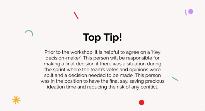 Innovation workshop top tip 2