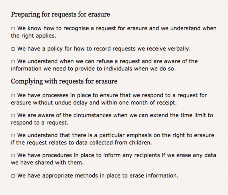 ICO erasure checklist