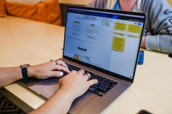 Laptop in use